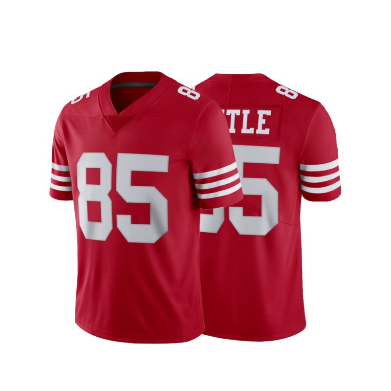 Wholesale San Francisco 49Ers Embroidery Sewing # 85 Rugby Jersey George Kit Men's Football T-Shirt