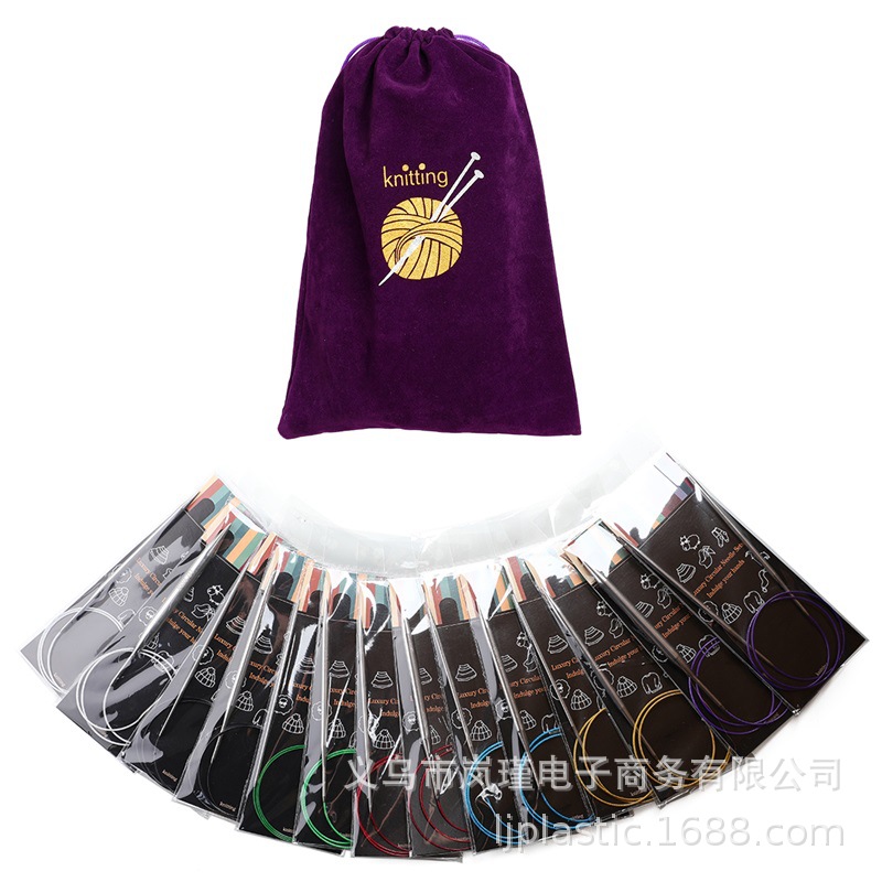 Nuevo juego de agujas de anillo de acero inoxidable de herramientas tejidas transfronterizas 80 cm 14 agujas de suéter agujas de suéter tejidas