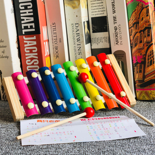 Infants and young children's wooden eight-note musical instrument toy Early education baby educational musical instrument toy 1-2-3 years old small wooden musical instrument