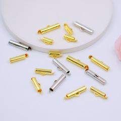 銅メッキ真金14k18kストレートチューブバックルdiy部品ブレスレットビーズチューブチェーンパイプ馬クリップバックルB83