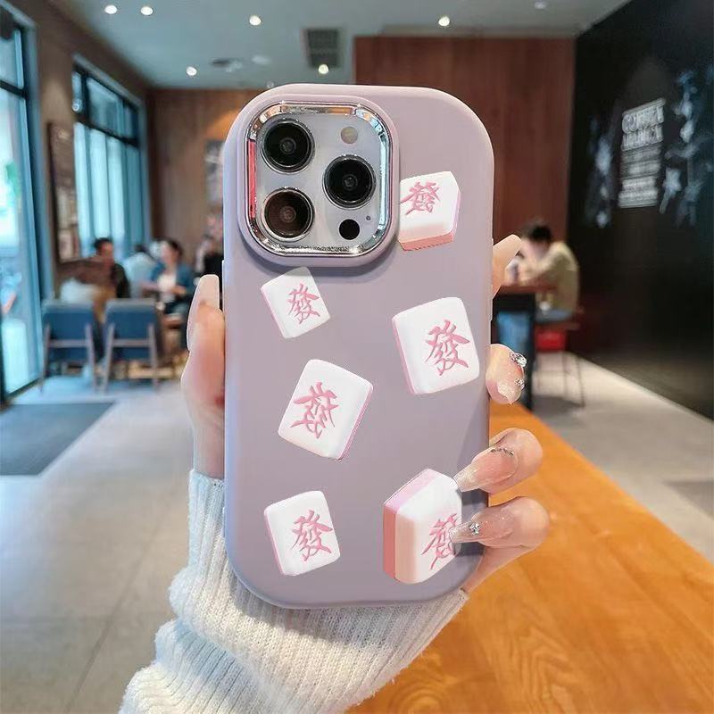Facai Mahjong iPhone16promax funda para teléfono móvil Apple 13/15 creativo 12/11 nicho xs galvanoplastia 8p suave