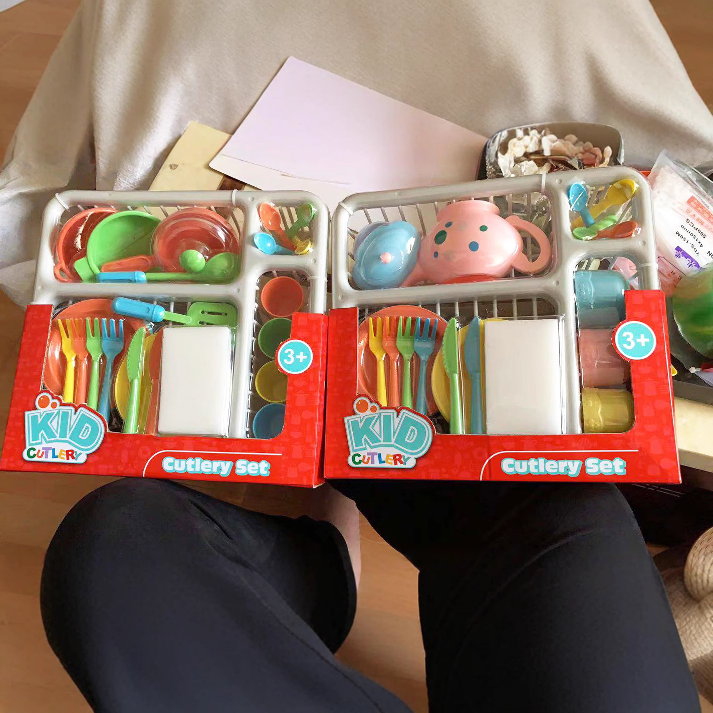 Transfronterizo niños jugar casa vajilla cesta creativa juguetes cocina vajilla traje utensilios de cocina combinación Amazon Juguetes