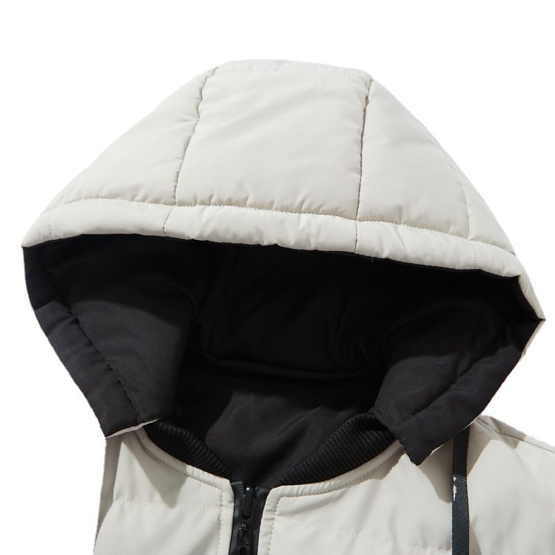 Men’s Reversible Winter Jacket – Thickened Cotton Blend Zip-Up Coat, Detachable Hood & Ribbed Hem (L-4XL, Khaki/Red/Yellow)_voghion.com