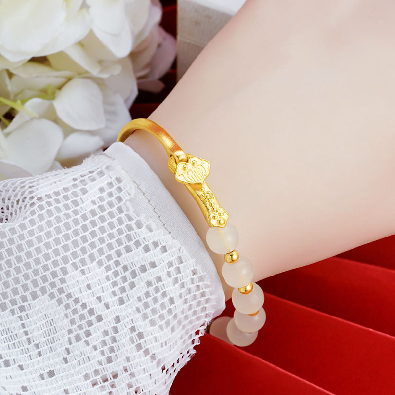 Vietnam arena oro Ruyi media pulsera vintage estilo nacional imitación Hetian Jade suerte cuentas pulsera en línea popular estilo antiguo Fuente de la fábrica