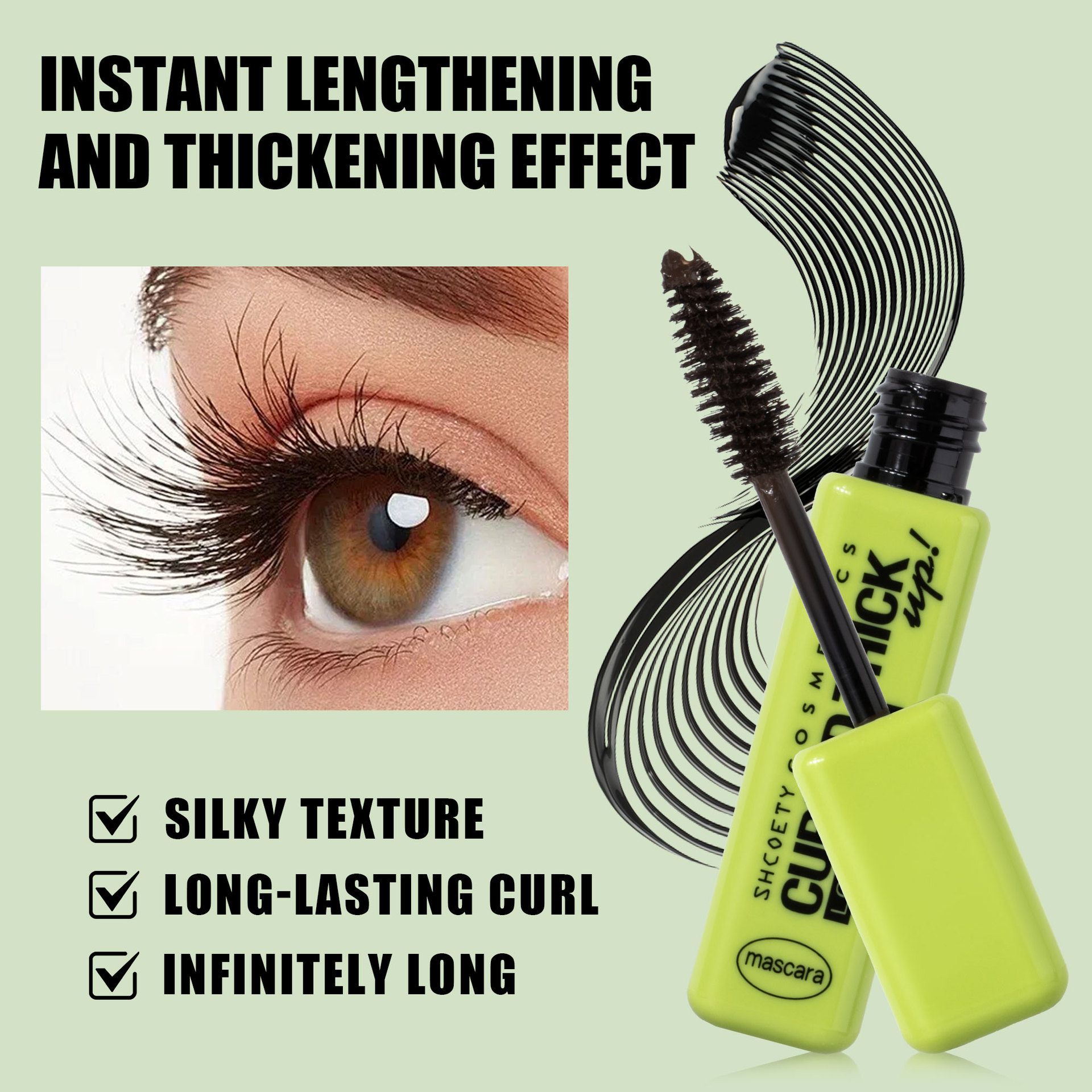 SHCOETY Cross-border 7D Mascara is waterproof, does not smudge, naturally slender, thick, long-lasting, and curls eyelashes as a base undefined