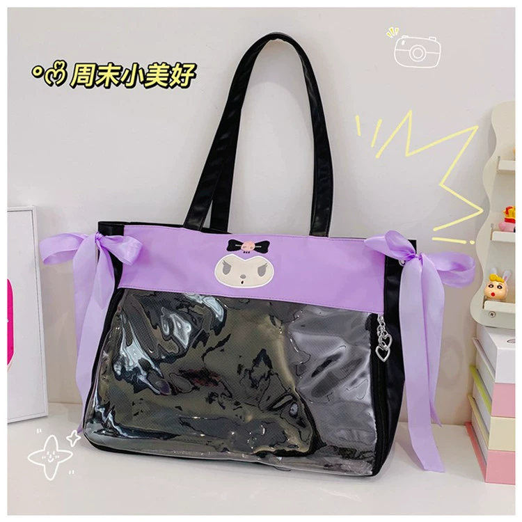 Handheld cloth bag for students, capacious linen bag, doll