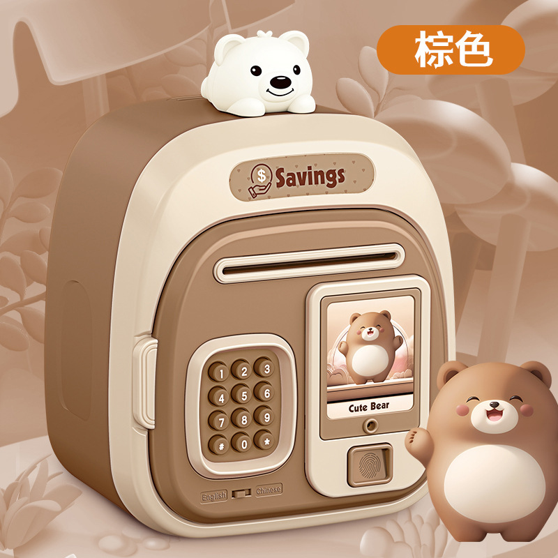 Nuevos productos de dibujos animados para niños gran capacidad multifuncional doble modo desbloqueo automático inducción de dinero de ahorro juguete