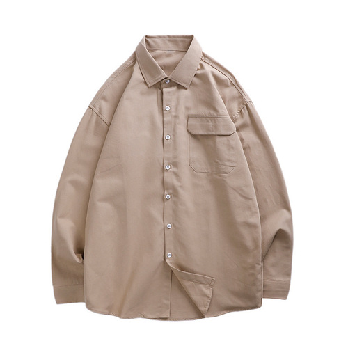 New 2025 Autumn Hong Kong Style 8-Color Men's Long-Sleeve Shirt for Men, Japanese Style Loose Color Collar Shirt Outerwear Trendy