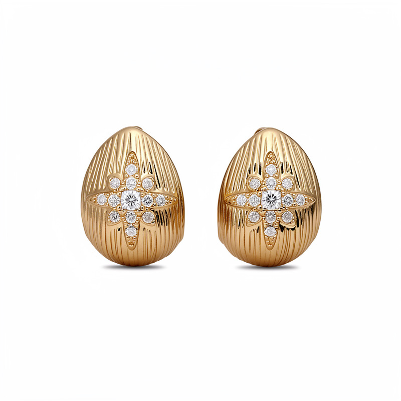 18k oro real chapado agujas de plata zircon flores gotas de agua pendientes de aretes personales de aire frío pendientes de aretes de lujo ligero de alto nivel