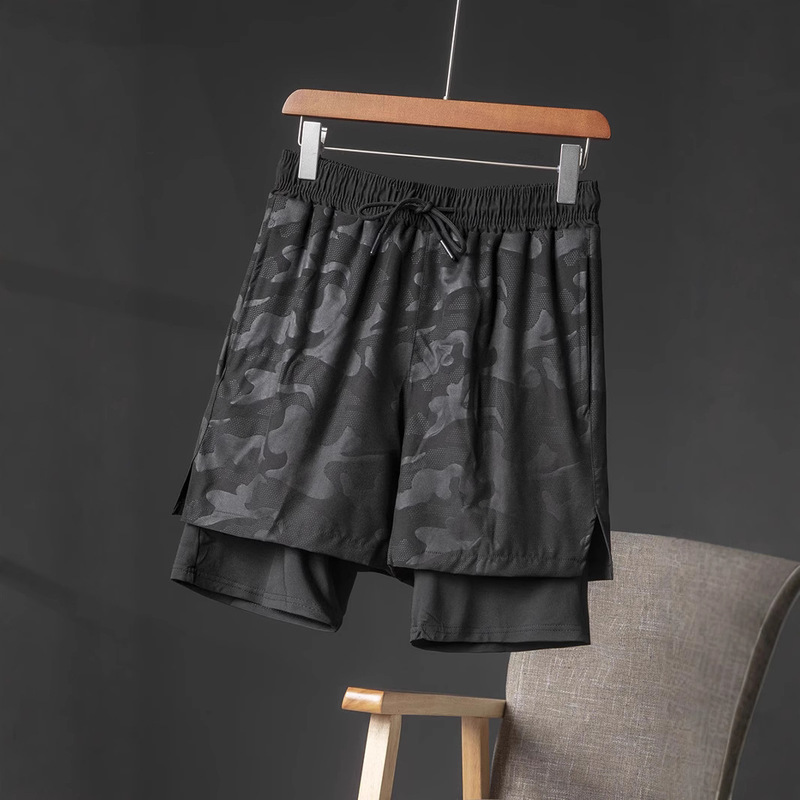 Two-In-One Fitness Pants, Good Quality, Summer Men's Outdoor Sports Running High-Elastic Quick-Drying Turpentine Waist Shorts