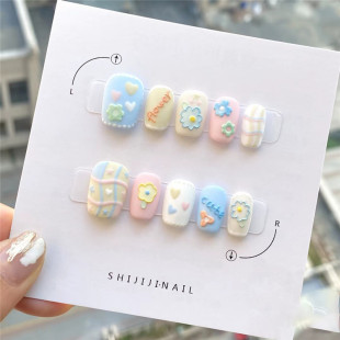 Qiaoyi Ins Style Wearable Nail Display Card Blush Packaging Pattern Finished Product English Paper Nail Art Cardboard Customization