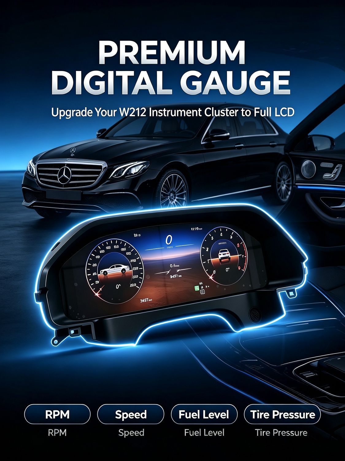 Suitable for Mercedes-Benz E-Class W212/Ntg4.0/4.5 Upgrade 12.3inch Full Lcd Instrument Panel Plug and Play