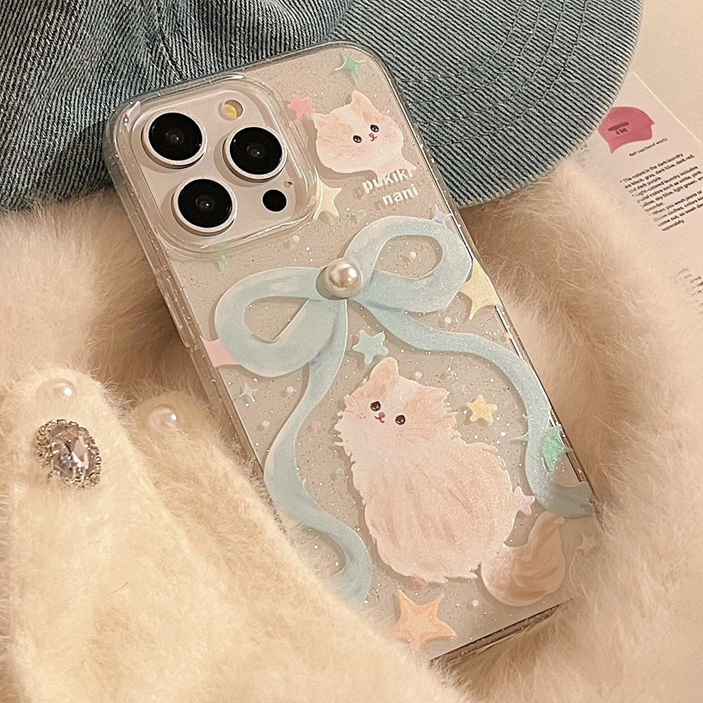 45g Weight iPhone Applicable Brands Phone Cases Classification tpu Material Cat, Bow Knot Pattern Cute Style Tpu Cat Bow Knot Cute Phone Cases Phone Accessories 1