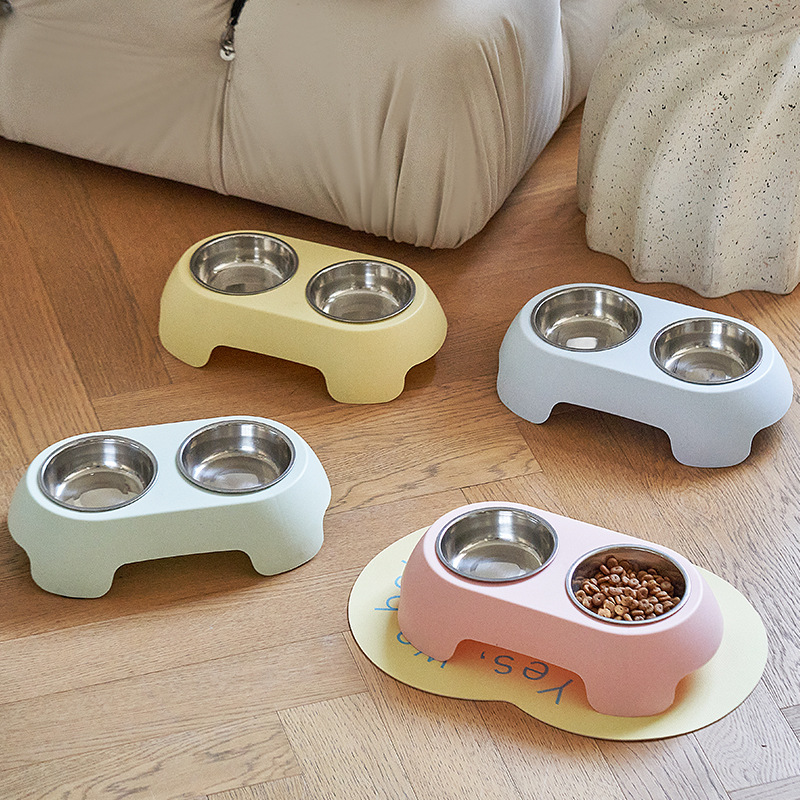 New dopamine cat bowl double bowl stainless steel anti-knock feeding…