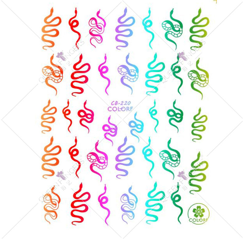 Joyas de manicuras láser fantasía serie de pegatinas de uñas de color dragón y phoenix de estilo chino colorido pegatinas de uñas de serpiente