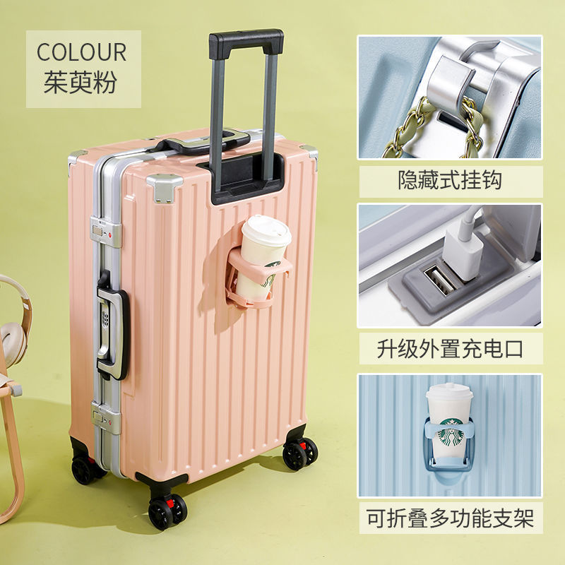 New Multifunctional Suitcase for Male Students, Extra Large Capacity Suitcase, Aluminum Frame, Universal Wheel, Password Box, Trolley Case for Women
