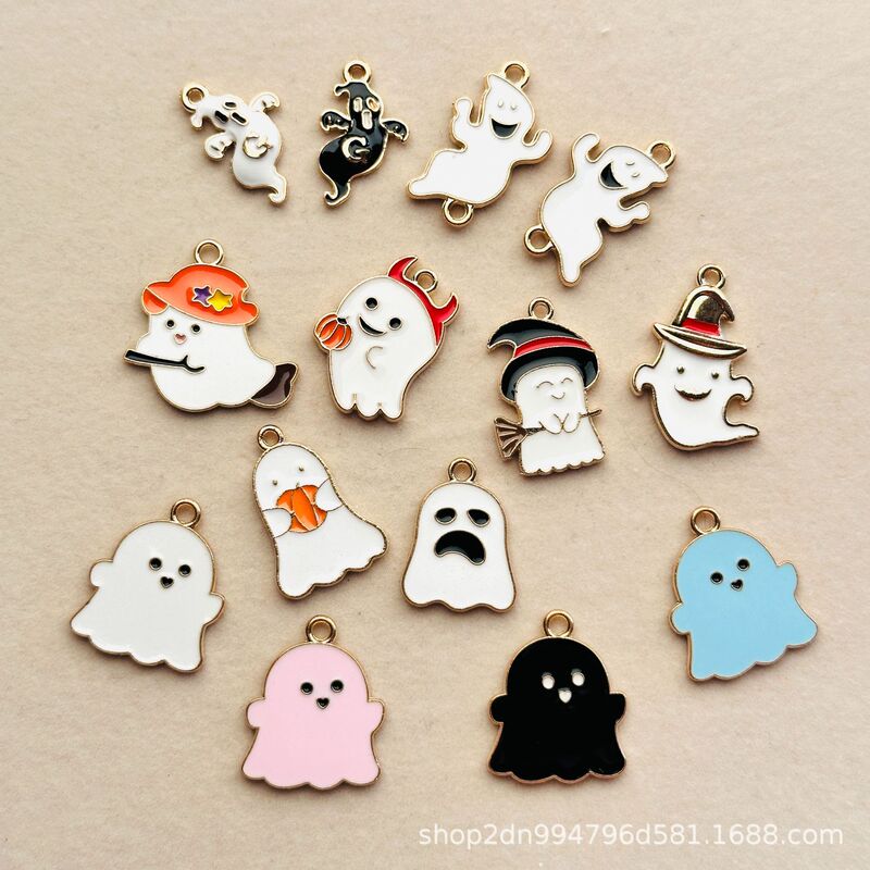 Halloween Ghost Face Ghostly Spirit DIY Alloy Enamel Jewelry Accessories Headwear Keychain Pendant Cross-Border Pendant