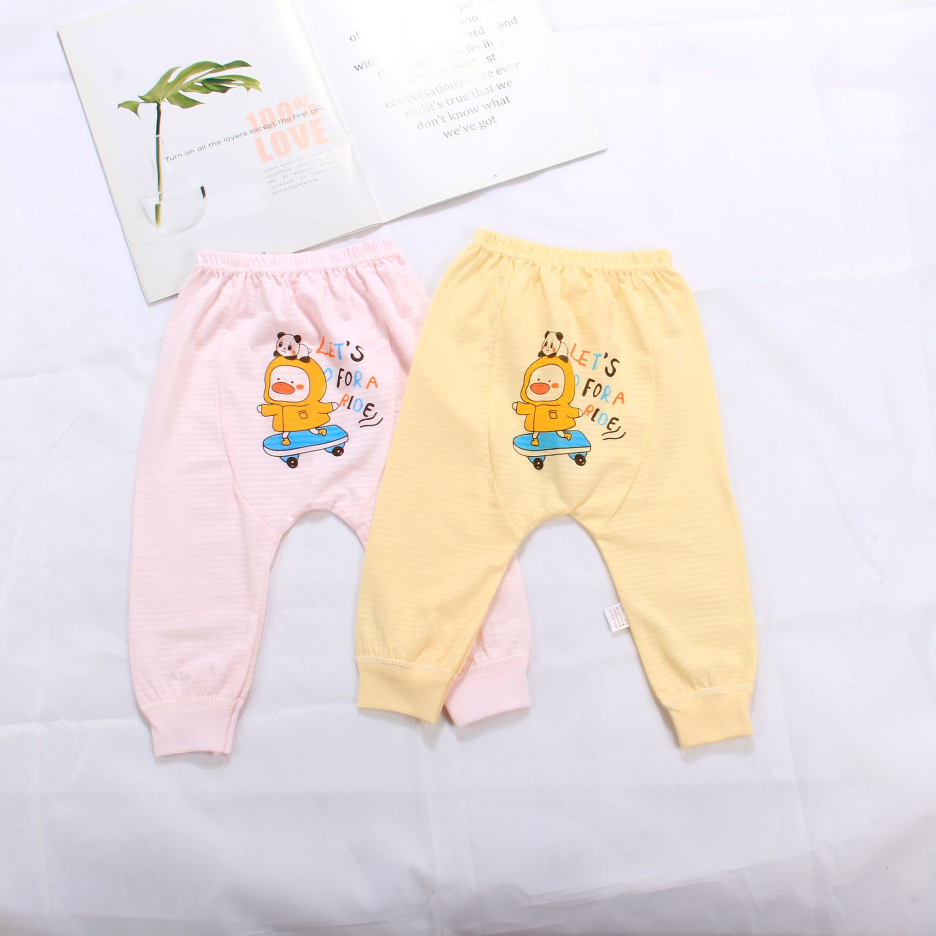 宝宝大屁屁裤春秋季打底裤纯玻璃棉婴幼儿0-3岁PP裤薄款儿童长裤|ru