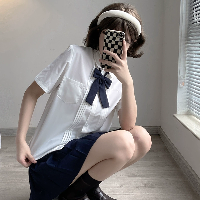Оригинальная летняя униформа JK, белая рубашка, студенческая рубашка с короткими рукавами и плиссировкой в ​​японском стиле, школьные принадлежности, универсальный верхний костюм