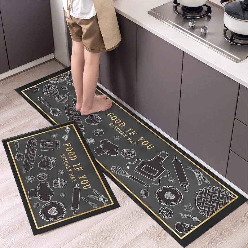 Cocina simple absorbente de aceite alfombra de piso de entrada del Hogar antideslizante alfombra de piso matorral alfombra de piso de terciopelo de cristal se puede fijar