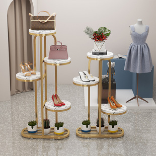 Shoe Store Floor-Standing Window Display Rack Bag Rack Shoe Rack Golden Iron Clothing Store Display Rack Flower Rack