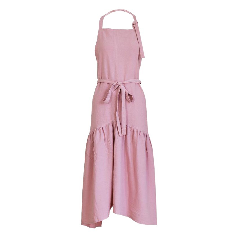 Delantal de hadas de cola de pez de algodón y lino de estilo japonés alargado SLIM-Fit elegante Super Fairy flower shop nail shop overol impreso LOGO