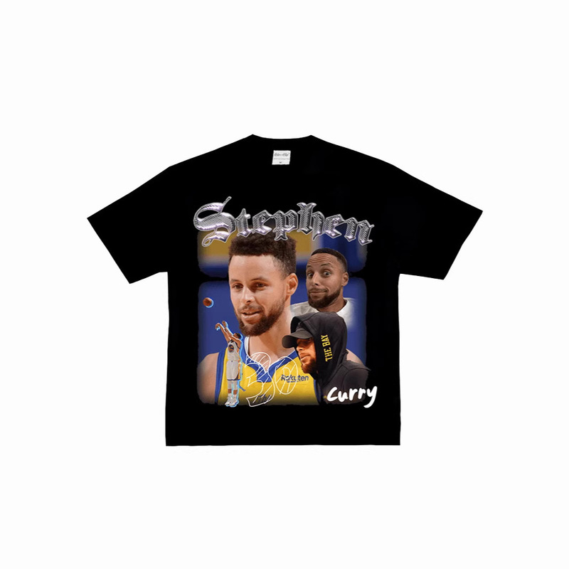 Curry Stephen Curry-Heavy Cotton Fashion Brand T-shirt for Men and Women American New Direct Spray Short Sleeve