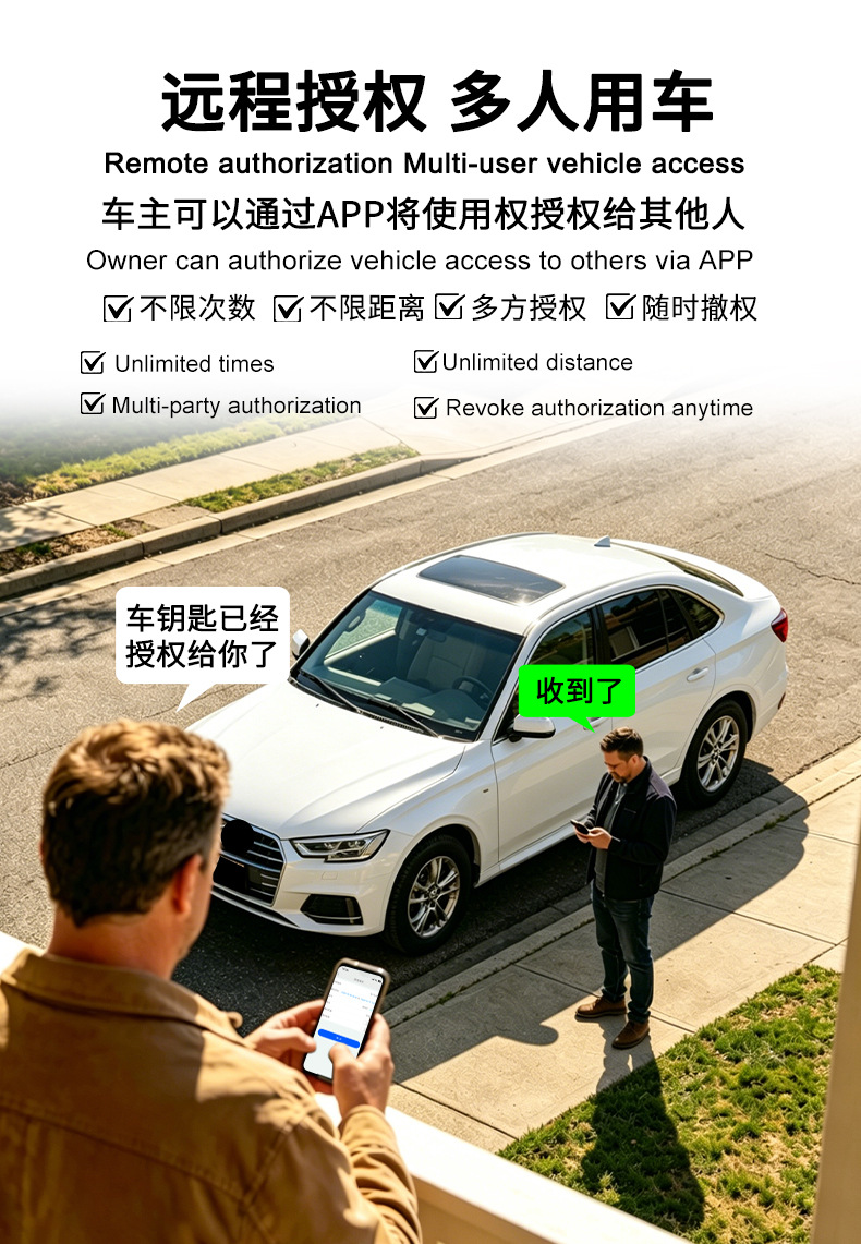Car Key Suitable for Audi Q5A4L, with Sensor Keyless Entry, Remote Start, Digital Key, and Mobile Phone Control
