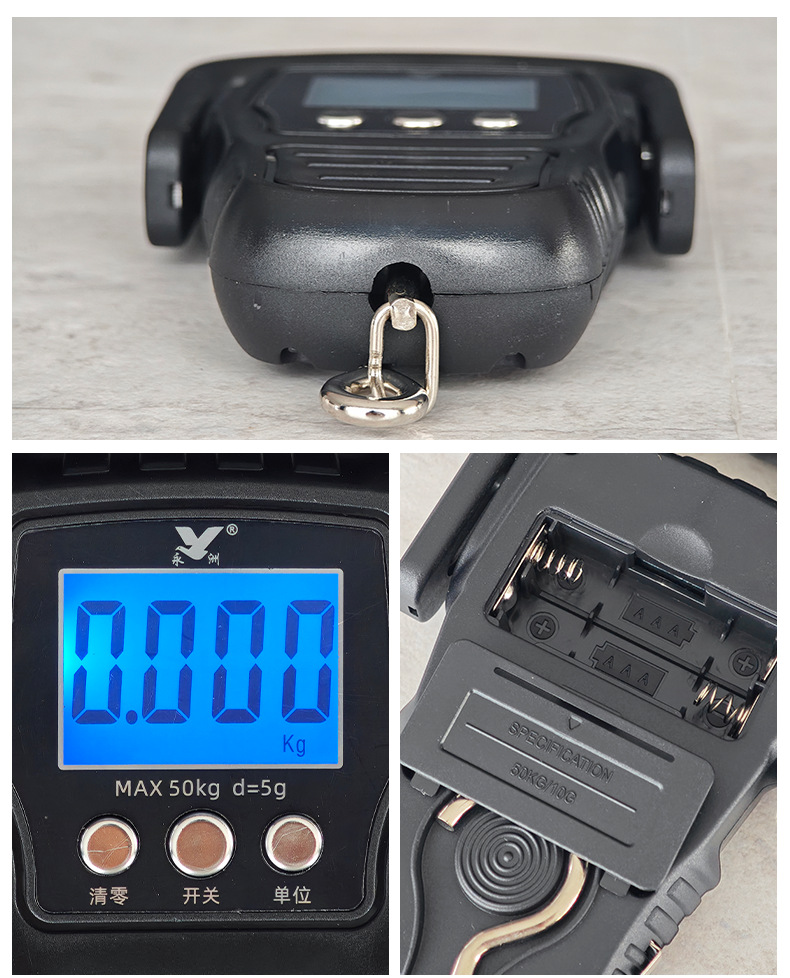 Tragbare Handwaage 50 kg Kapazität mit Haken für den Hausgebrauch, Paketservice und Marktverkauf - neue Promotion mit elektronischer Waage.