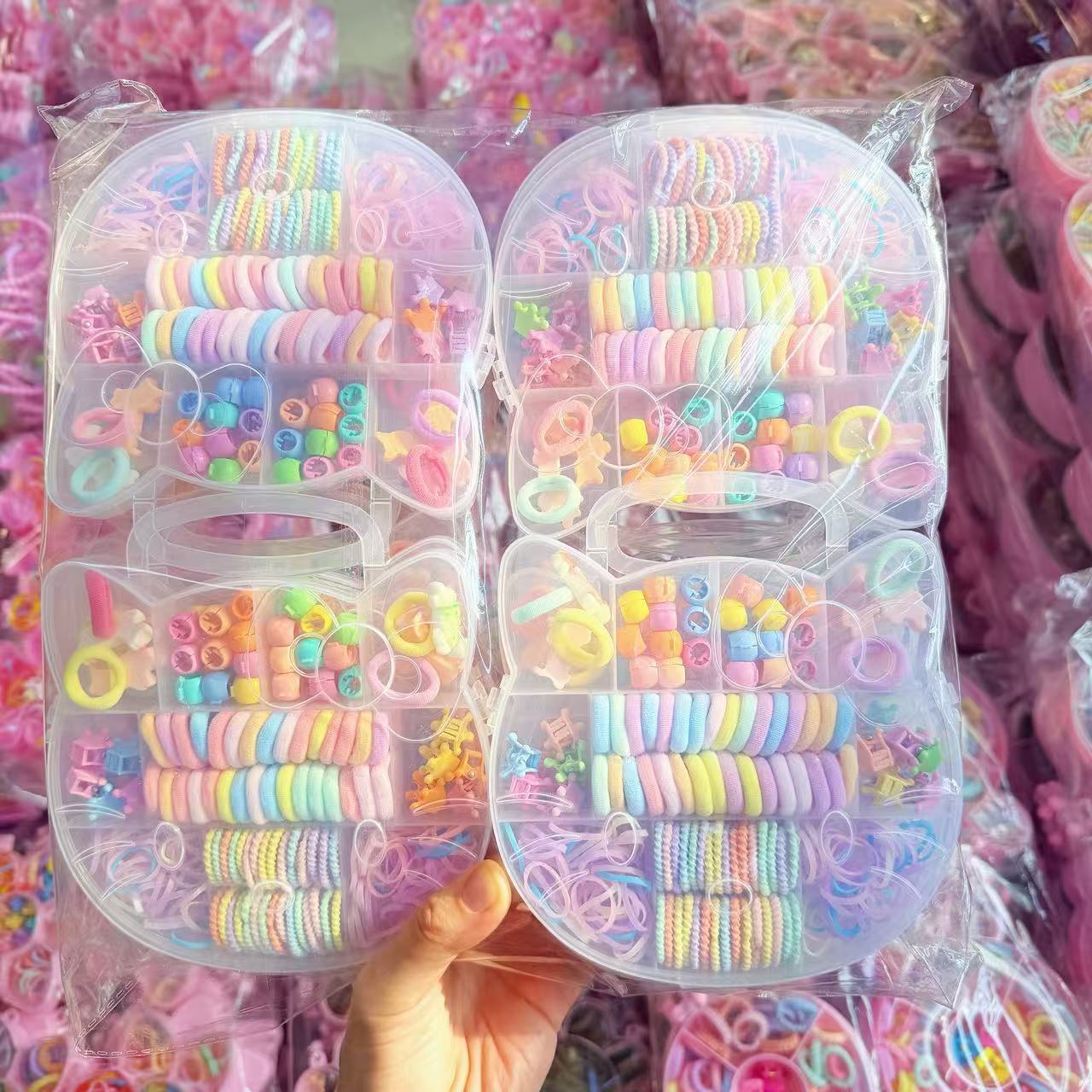 Mini cabeza de princesa en caja, clip de agarre pequeño, clip de flequillo, horquilla rota en la frente, banda elástica para niños, no daña el cabello, anillo del pulgar al por mayor image 92