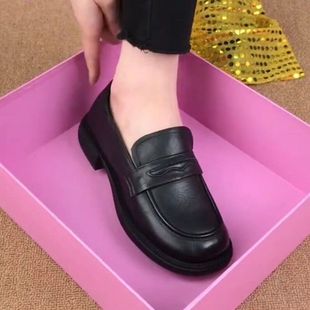 2025 New Style Slip-On Women's Shoes Soft Leather Flats Loafers British Style Versatile Genuine Leather Small Leather Shoes Spring & Fall