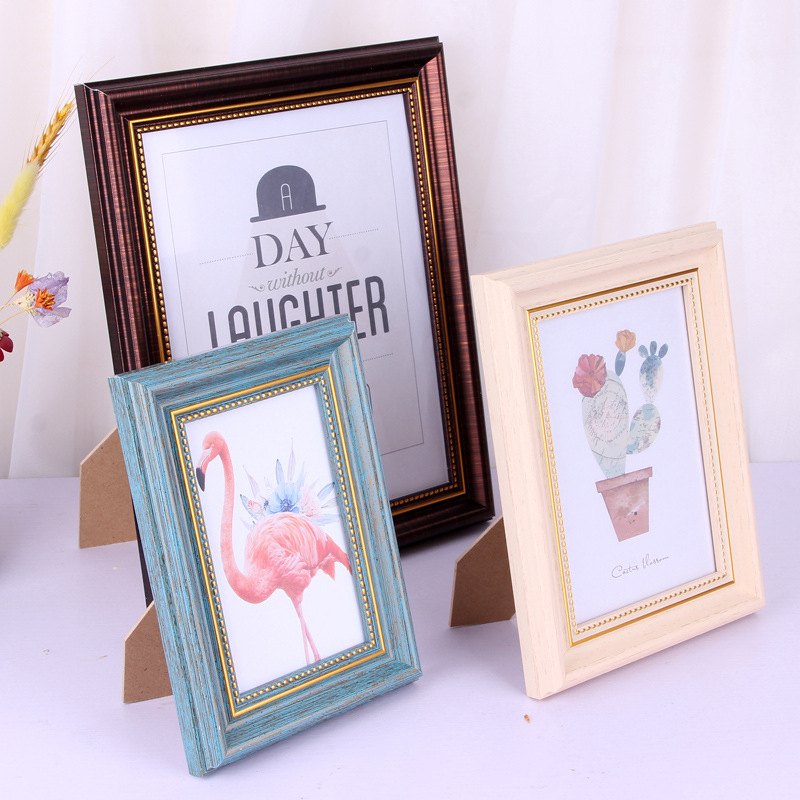 Retro acrylic photo frame from natural wood
