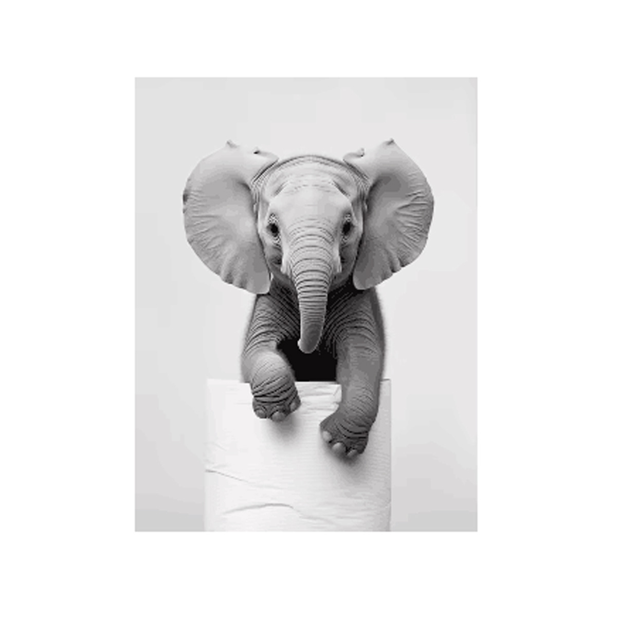 Negro y blanco adorables animales con papel higiénico póster búho perro lienzo pintura de pared arte baño sala de estar decoración del hogar