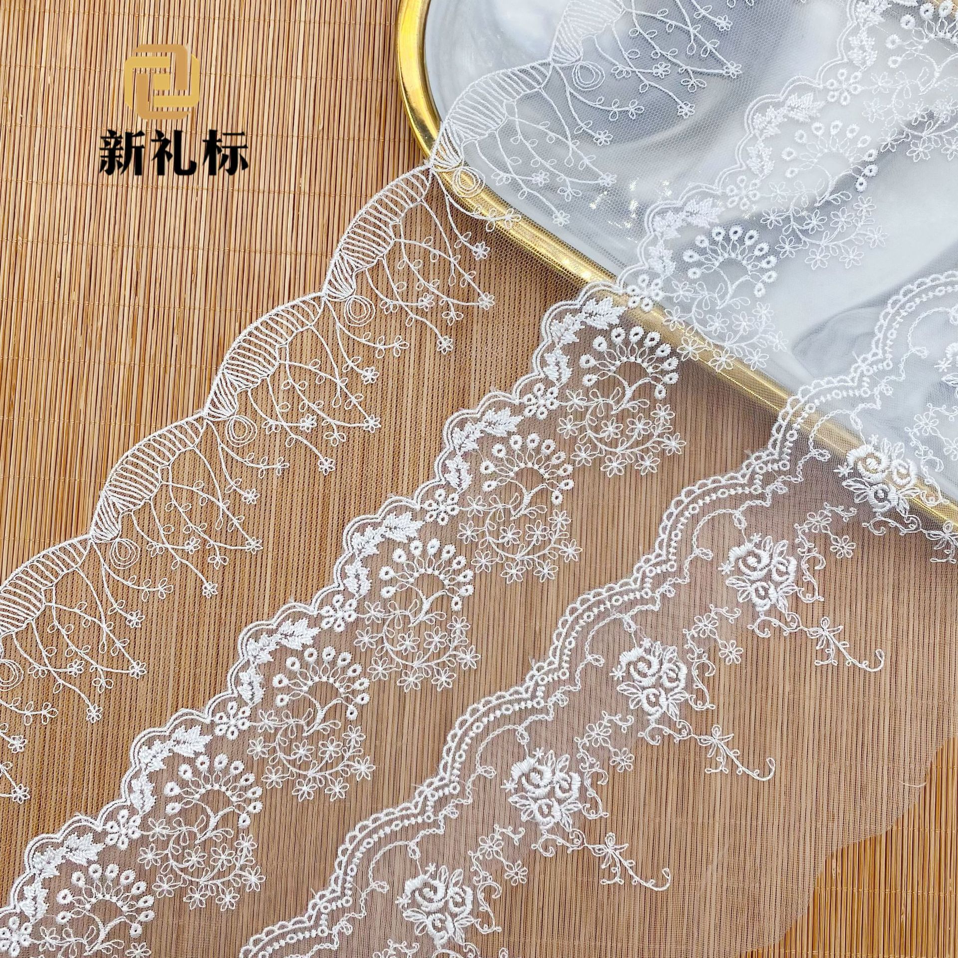 网纱蕾丝花边 电脑刺绣服装辅料童装袖口装饰手工diy 水溶花边