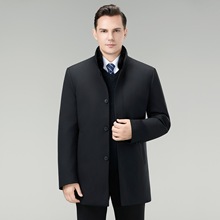 冬季男士立领加厚羽绒服中年时尚高品质白鸭绒保暖水貂毛领羽绒衣