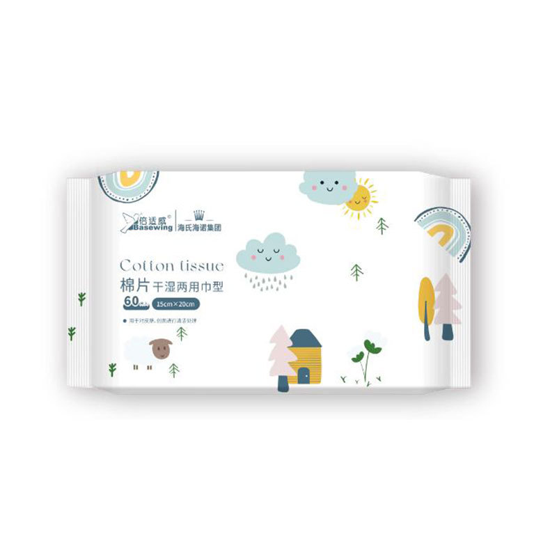 베시웨이 면 시트 습식 및 건식 물티슈 타입 15cm*20cm 60장/팩 - 1팩
