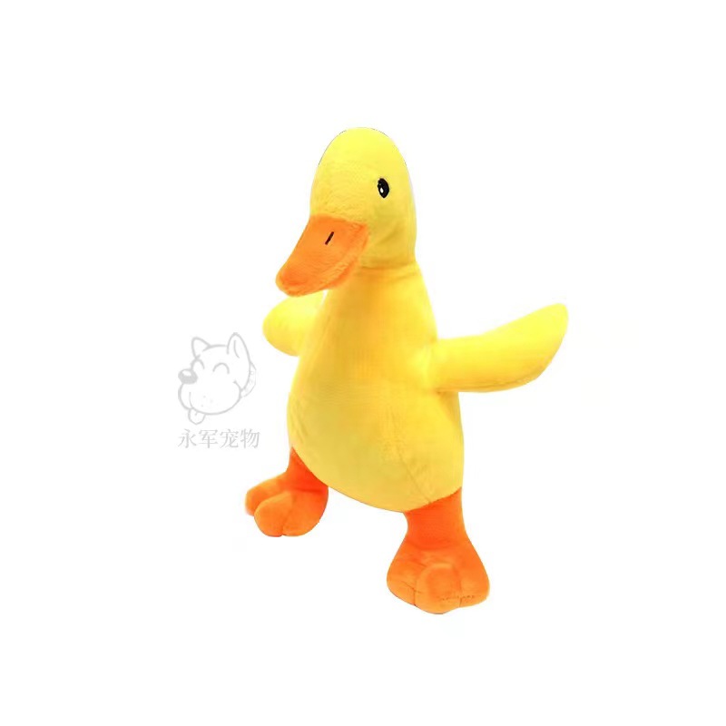 Mascota de peluche de juguete sonando perro amarillo pato dientes limpieza molar sonando perro de juguete suministros en stock al por mayor