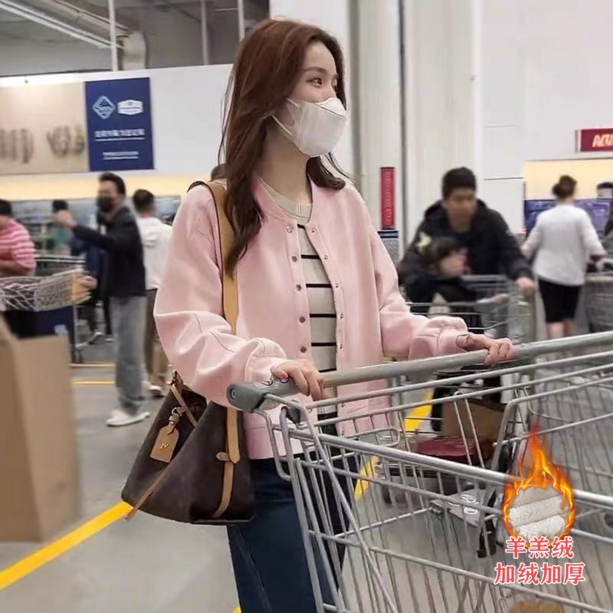 핑크 8버튼 정품 야구 유니폼(두꺼운 램스울 스타일)