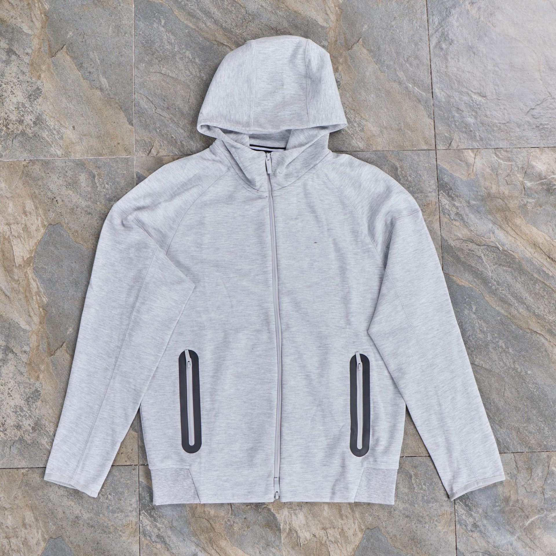 24 años transfronterizos hombres primavera y otoño nueva cremallera encapuchado chaqueta casual tricolor impresión de moda deportiva running suéter