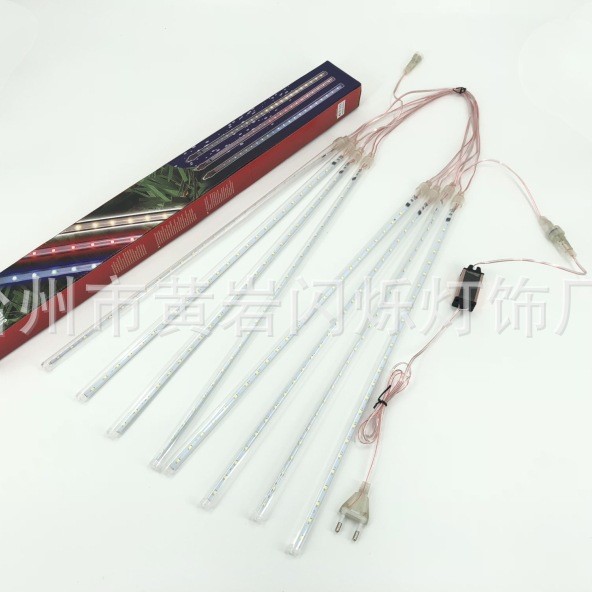 跨境流星灯串LED户外防水太阳能灯串挂树商场工程流星雨装饰灯批