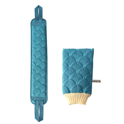 洗浴三件套搓澡巾粗砂美人鱼拉背条起泡网沐浴球双面加厚澡巾