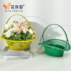 花伴影清明節祭祀手提花籃上墳祭奠掃墓插花籃子菊花鮮花束包裝