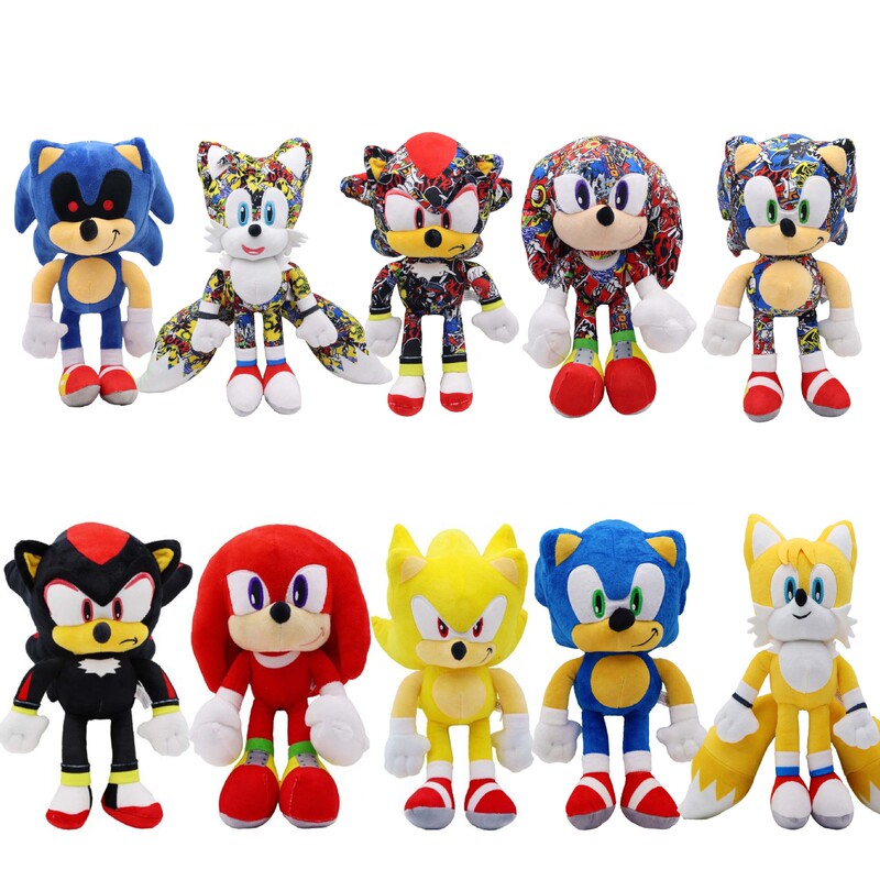 2025 Popular Flying Mouse Super Sonic Plush Toy Tails Sonic Doll Graffiti