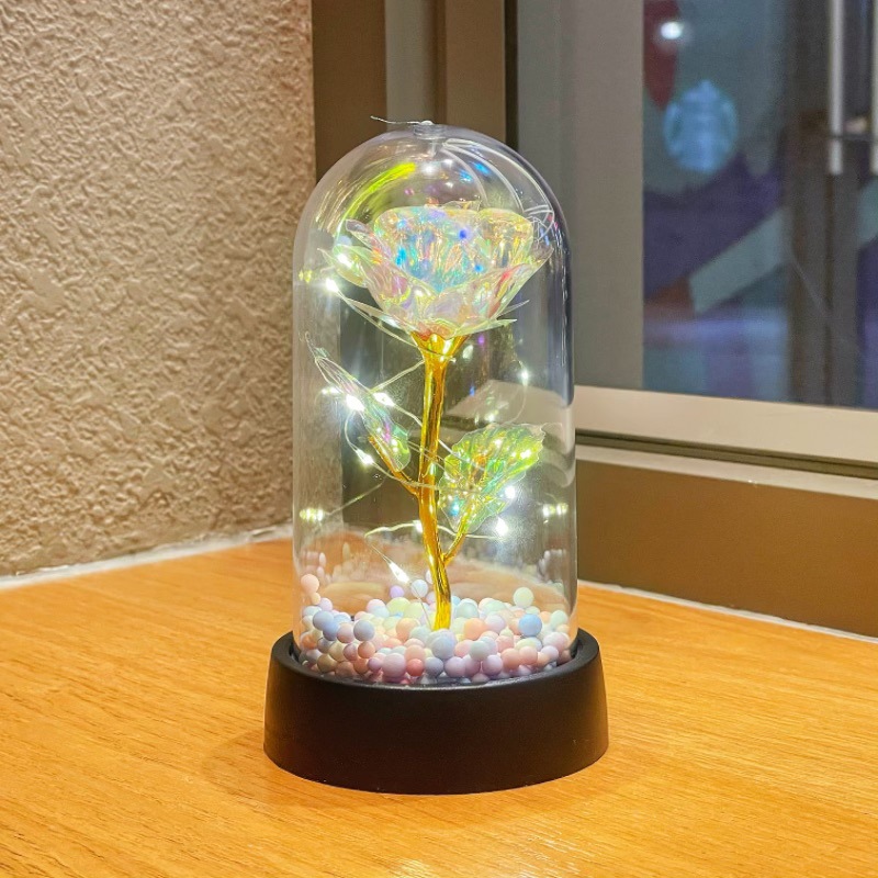 Simulación creativa de rosas luces nocturnas ramo de flores eternas adornos decorativos mano regalo parque de mercado nocturno al por mayor image 7