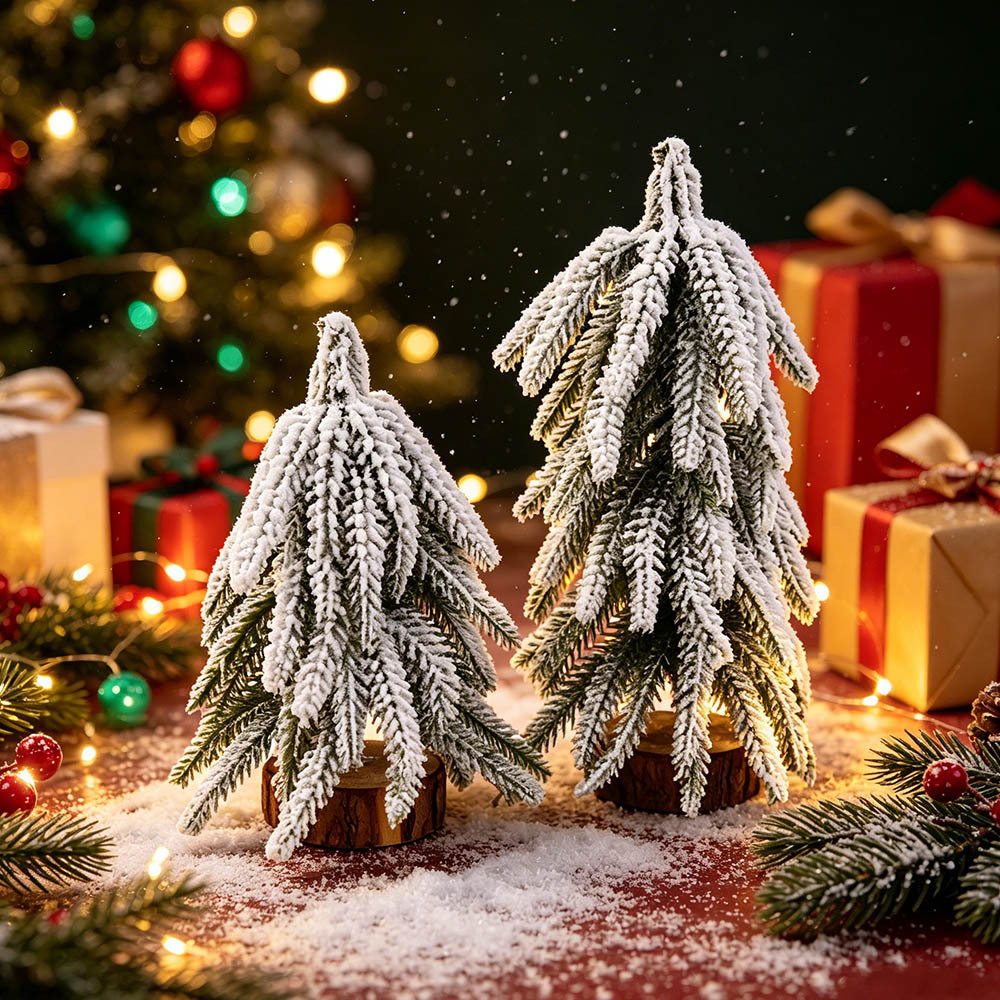 Transfronterizo PE mini árbol de Navidad escritorio micro paisaje decoración de árbol de Navidad decoración de ventanas de casa imitación cedro