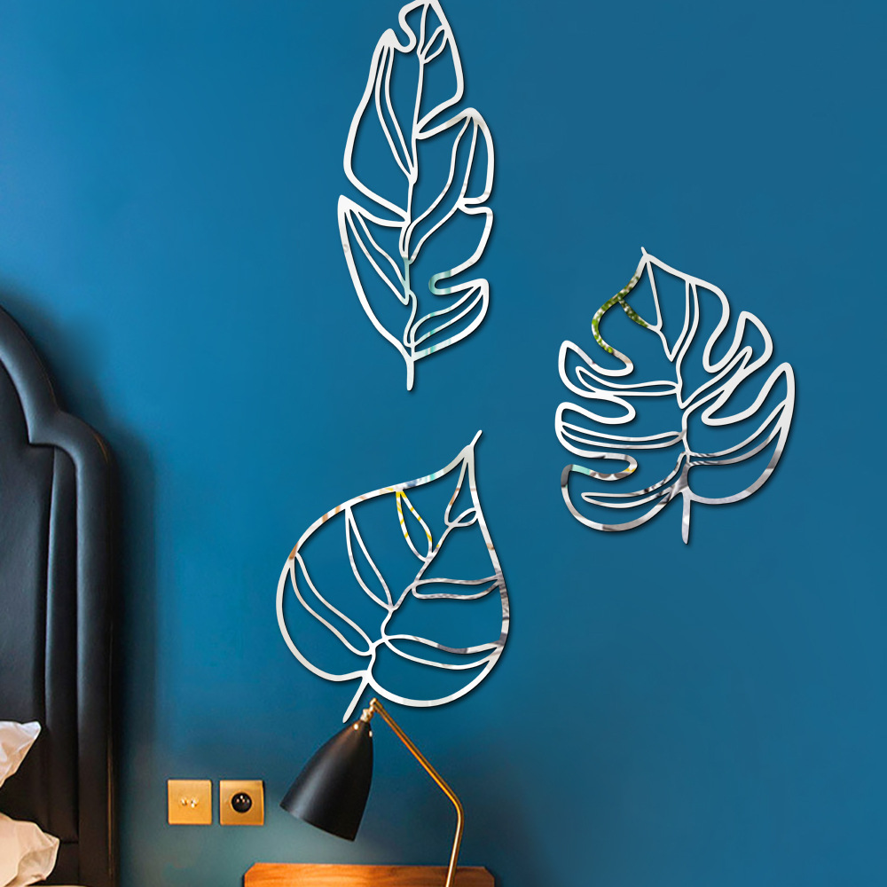 Multicolor, Gold, Black Color Fashion Leaves Plastic Wall Sticker