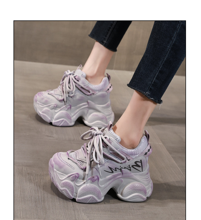 Giày sneaker nữ chunky đế dày tăng chiều cao 10 cm phong cách thể thao — màu trắng chi tiết 12