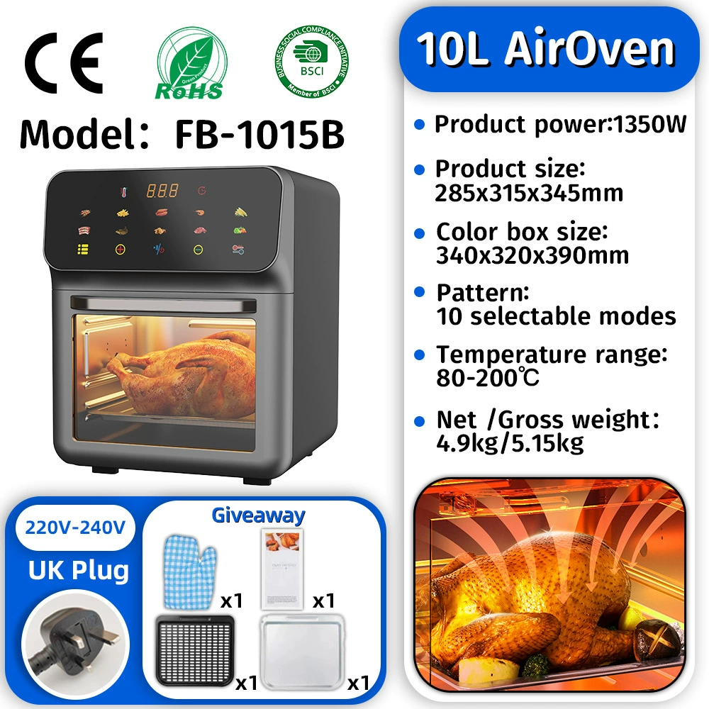 Air fryer oven, large capacity multi-function, touch-screen and mechanical options (4.5–25 L)