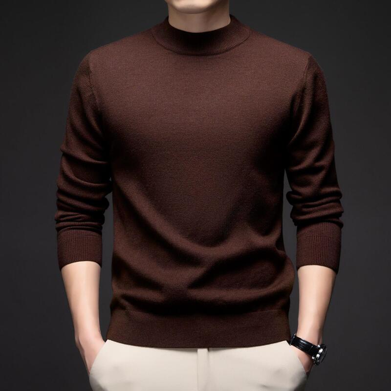 Men's Autumn and Winter New Warm Anti-Pilling Half-High Collar Solid Color Casual Slim-Fit All-Match Sweater Men's Long-Sleeved Sweater