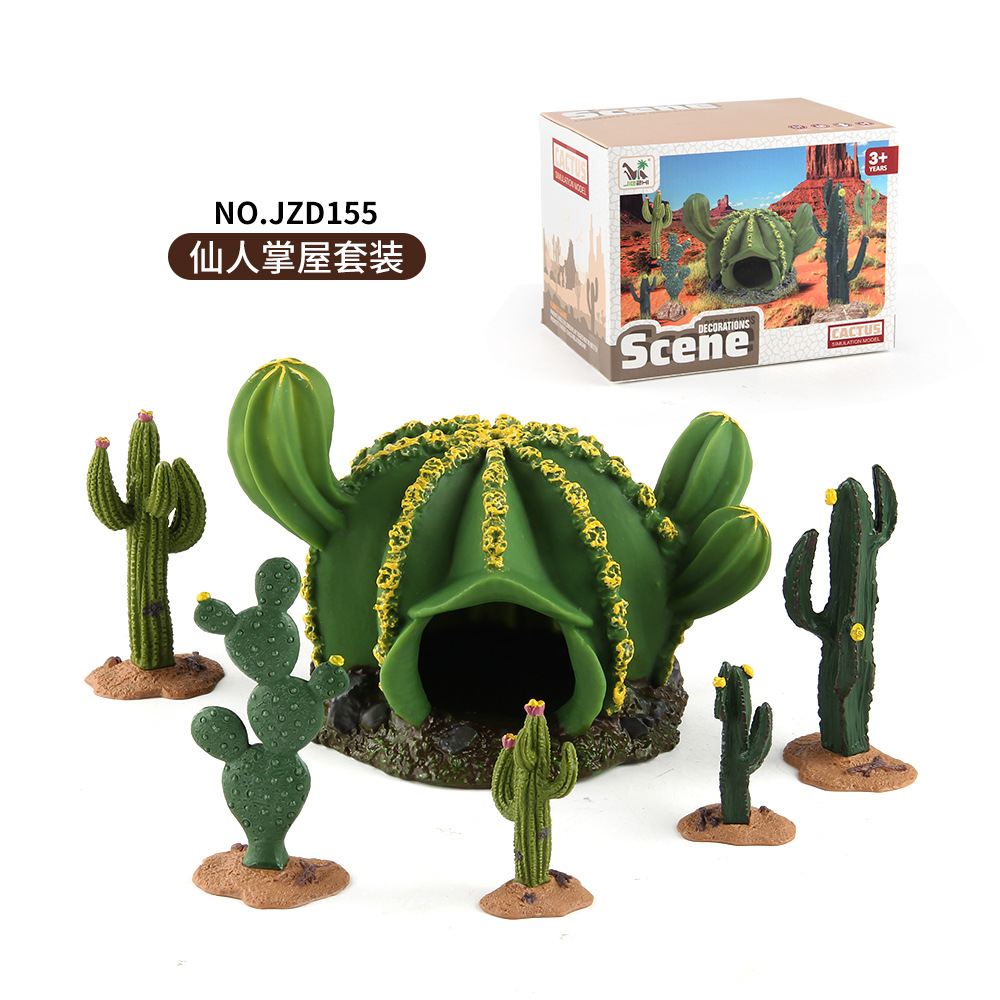 Exportación transfronteriza de plantas escenario plataforma modelo de base simulación original de paja de hombre cactus modelo de casa decoración